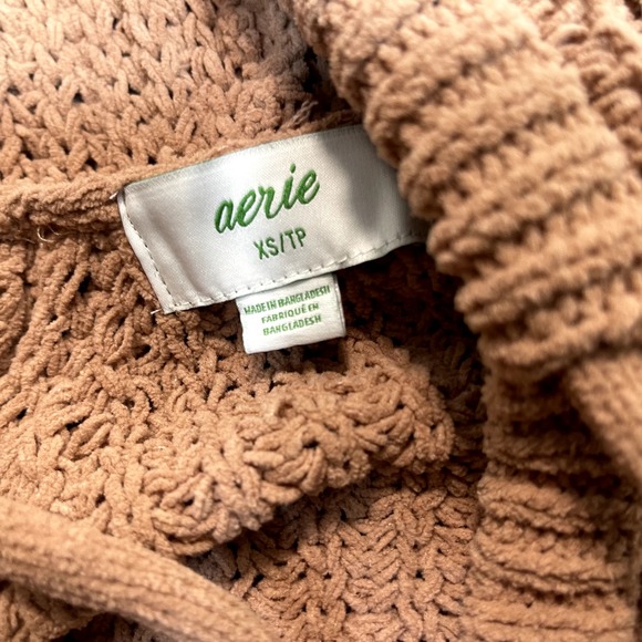 Aerie Sweater With Hood- V Neck Size XS/TP Woman's Soft Cozy Beige Oatmeal - Picture 8 of 13
